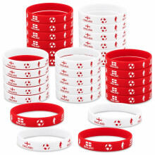 20PCS World Cup Football 2026 England Silicone Wristbands, England World Cup 2026 Merchandise, St George Cross Flag Rubber Bracelets for Football Par