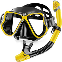 Karvipark Dry Snorkel Set, Anti-Fog Scuba Diving Mask, Panoramic Wide View Diving Goggle, Easy Breathing and Professional Snorkelling Gear for Adults