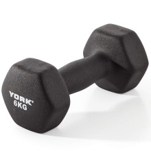 York Fitness Single Neoprene Hex coating Dumbbell, Black, 6KG