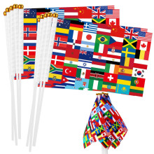 9PCS World Cup Football 2026 Hand-Cranked National Flags World Cup Theme Party Decorations Display Flags of Countries Around The Worlds Street Sports