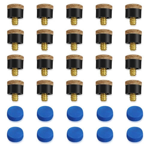 LICQIC Cue Tips,  30 Pcs 9mm  Pool Queue Tips (20 Brown+10 Blue)