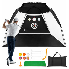 Golf Practice Net with Hitting Mat and Balls Golf Training Net Golf Training Aid Set for Indoor Outdoor Backyard Driving Chipping (Trapezoidal Set)