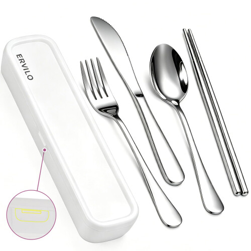 Travel Utensils with Case-Silver