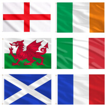 AhfuLife Six Countries Nations Flags 5ft x 3ft for Rugby Tournament, 6Pcs Double Sides Printed Flags with Eyelets of England, Scotland, Wales, Irelan