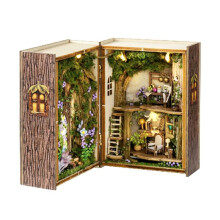 DIY Book Nook Kit with 3D Puzzle Model Building Wooden Bookshelf Bookend Toy Halloween Christmas Birthday Gift -109