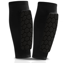 All-in-One Football Sock Guards,Built-in Shin Pads with Compression Sleeve for Kids & Adults,Breathable, Anti-Slip (Black, S)
