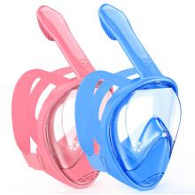 Kids Snorkel Mask Full Face, Snorkeling Gear for Kids 3-14 with Camera Mount, 180 Degree Panoramic View Snorkeling Set Anti-Fog Anti-Leak (Blue Pink)