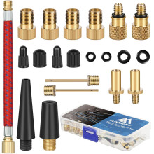 Flintronic 21 Piece Bicycle Valve Adapter, Bicycle Valve Set DV SV AV, Dunlop French Flash Valve with Cone Adapters and Ball Needles for Air Mattress