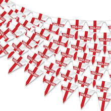 England Bunting Flag 20 Metres - 48 Large Flags, 20cm x 21cm Per Triangular Plastic Flag, Reusable, Waterproof, Pre-Strung, Euro Football St George's