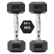 You vs You Hex Dumbbells Weights Pair for Home Exercise | 4kg Set of 2 Hexagonal Weight Rubber Encased for Home Fitness Gym Workouts Training Muscle