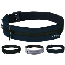 EGOO - Water Resistant Running Belt with Adjustable Elastic Strap, Lightweight Large Capacity Sports Waistpack with Dual Pockets for Running, Workout