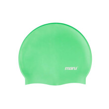 Maru Silicone Swim Cap (Green) – Smooth, Easy-Fit Silicone Swimming Cap for Adults & Kids (One Size Fits All) – Durable Swimming Hat for Speed, Co