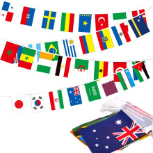 World Cup Flags Football Bunting 2026 for Party Decorations,47ft/14.5m 48 Teams Flags Double Sides Fabric Bunting Banner for World Cup 2026 Decoratio