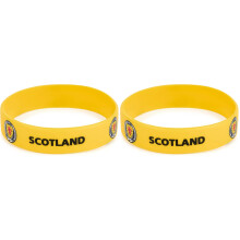 Official Scotland FA Yellow Silicone Wristband with National Crest & 'SCOTLAND' Text - Football Merchandise (Pack of 2)