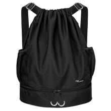 RYACO Drawstring Backpack Sports Gym Bag, Water Resistant String Sackpack Large Size with Zipper and Water Bottle Mesh Pockets for Gym Shopping Sport