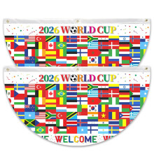 2PCS World Cup Football 2026 Banners Party Decorations Merchandise - Fan Shape Flags Polyester Football Party Decorations, Vibrant National Flags Bun