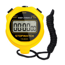 MOSTRUST Digital Simple Stopwatch, Single Lap/Split Basic Stopwatch, No Clock No Alarm No Bells, On Off with Lanyard for Swimming Running Sports Trai
