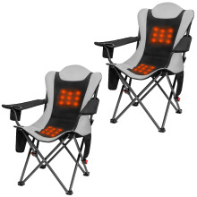 OUTSIDER Heated Camping Chair High Back Heavy Duty 3-Step Adjustment Outdoor Folding Chair with Luxury Padded Seat, Cup Holder, Carry Bag for Camping