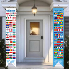 Flankor 2 Pcs International World Flags Decorations World Bunting Porch Sign Banner Country Flag Soccer Party Supplies for 2026 Soccer Sports,Sports