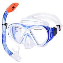KUYOU Kids Snorkel Set Dry Top Snorkeling Gear,180Panoramic Wide View Swimming Diving Mask for Kids Youth Boys Girls Junior Age 5-12 (Blue+White)