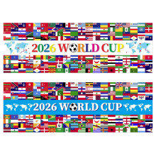 2PCS World Cup Football 2026 Theme Banner National Flags of Various Countries Ideal for Parties, World Cup Party Decorations, Garden Fences, And Indo
