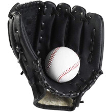 Wonninek Baseball Glove Sports Batting Gloves with Baseball PU Leather Adjustable and Comfortable 12.5 inch Right Hand Throw, Left Hand Glove (Black,