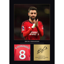 Bruno Fernandes Gift Signed A4 Print Display Manchester United Gifts For Boys Digitally Reproduced Signature Man United Gifts For Men (Framed)