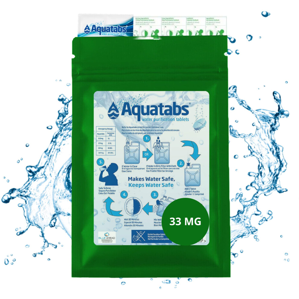 Water purification tablets for drinking, 33 MG x 80 sterilising purifying neutralising cleaning suspect and contaminated water 1 NaDCC purifier table-image-OPC-PVRH28F-NEW