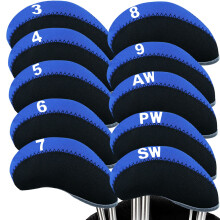 FINGER TEN Golf Iron Head Covers Neoprene Set of 10 (Blue)