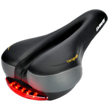 DAWAY C66 Comfortable Bike Seat for Men Women Kids - Memory Foam Padded Touring Bicycle Saddle with Taillight, Waterproof Leather Cushion, Soft, Breat
