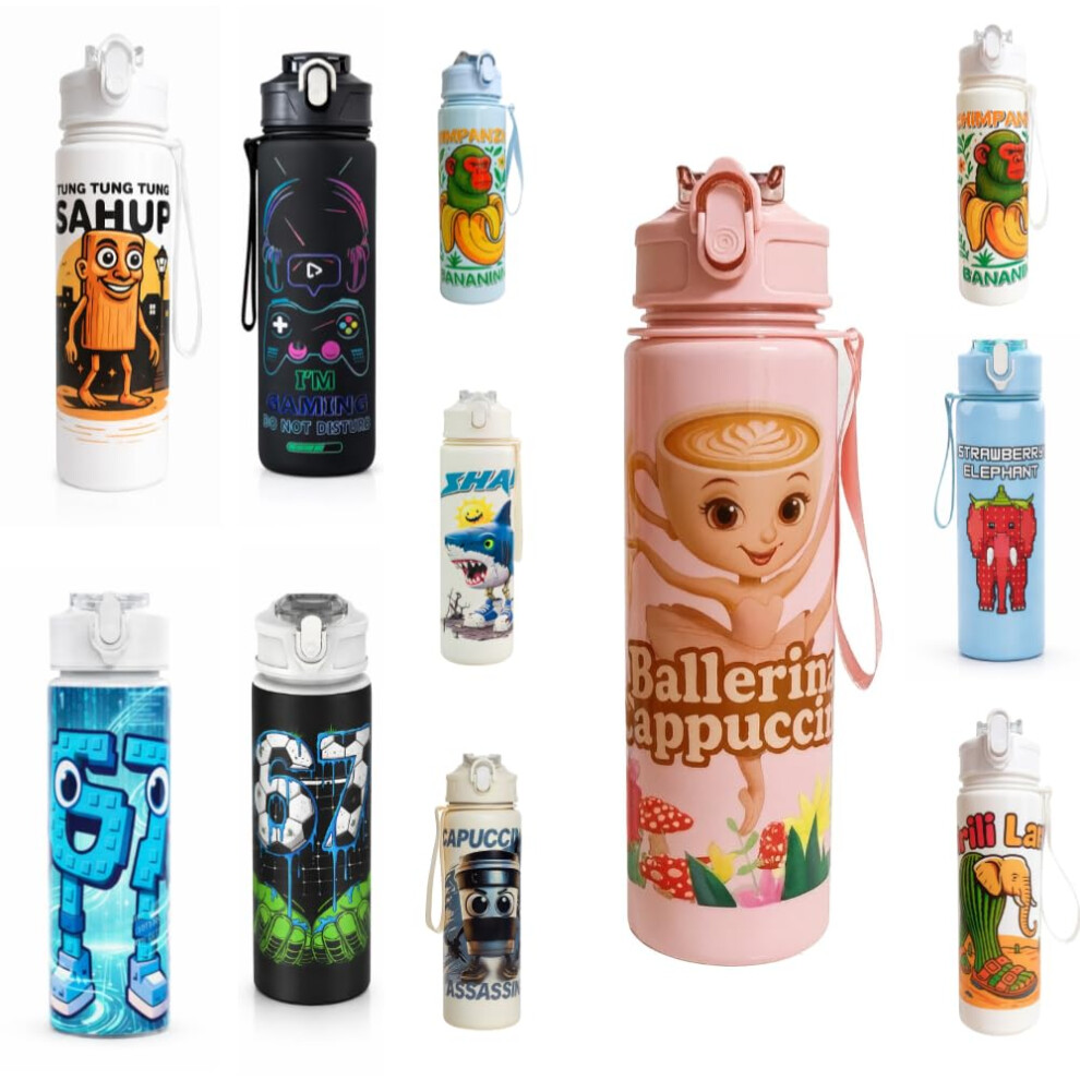 Photos - Climbing Gear Jamaah Everyday Essentials Kids Novelty Cartoon Water Bottle â Fun Meme Style Design - Pink Ballerina
