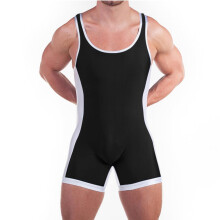 DLSMDOUS Men's Wrestling Singlets Sleeveless Athletic Supporters Wrestling Uniform Sports Bodysuit Jumpsuits for Fun 4309 Black L
