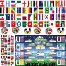 Wonlonda 2026 World Cup Party Decoration Set, 180x110cm Wall Chart, 192 Flag Stickers, 15M 48pcs Bunting and Hanging Swirls for Football Fans (32nd R