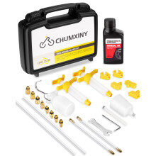 CHUMXINY Brake Bleed Kit for SHIMANO, TEKTRO Hydraulic Disc Brakes. MTB Brake Bleed Kit Includes Metal Connector, 150ML Mineral Oil Brake Fluid.