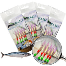 SHIROKAZU Sabiki Mackerel Feather Rigs – Reflective Luminous Glow Fishing Lures with Anti-Rust Steel Hooks, Sea Fishing Bait Rigs for Bass, Mackerel
