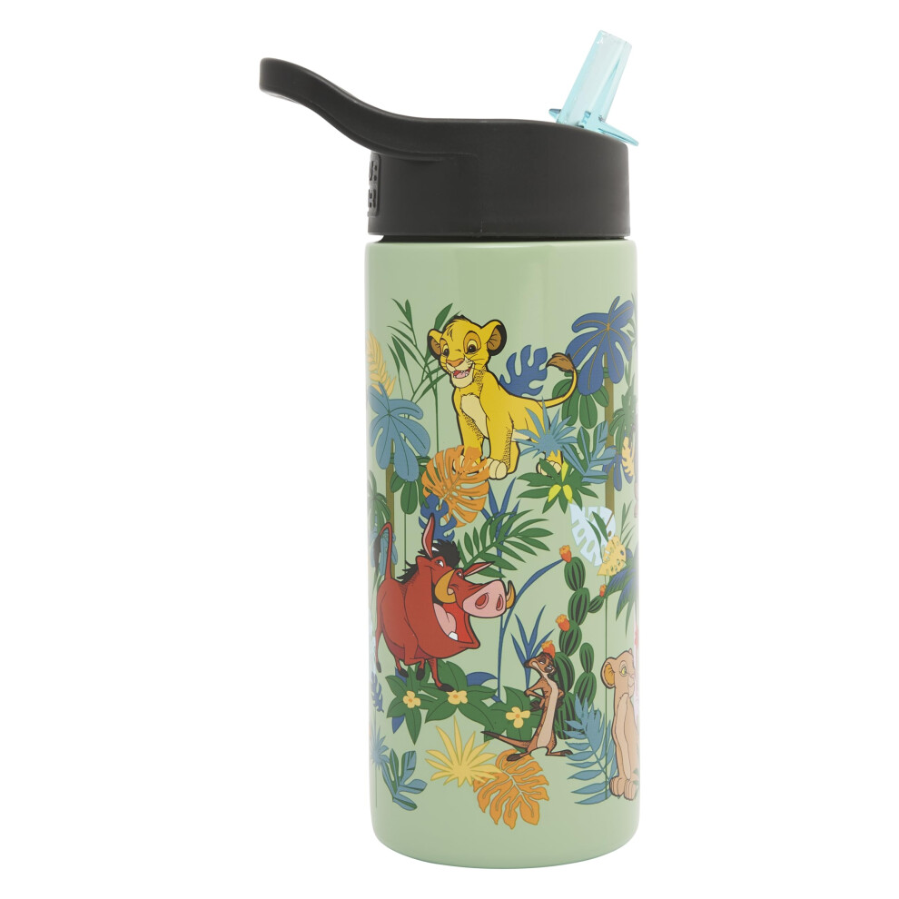 Disney Lion King Aluminium Kids Water Bottles With Straw By Polar Gear - 500Ml Toddler Water Bottle With Straw Gifts - Back To School Supplies - Lion