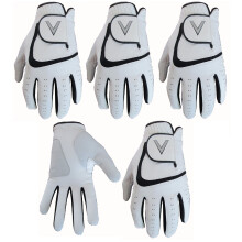 5 White Men's All Weather Golf Gloves Cabretta Leather Thumb & Palm Patch (Med/Lge L/H)