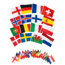 16pcs Womens Euro Flag on Sticks, Handheld Football Party Flags, Double Sided Small National Flags for Womens Euro Decorations, Themed Garden Celebra