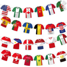 AURALIN 49 Pcs World Cup Football Theme Party Bunting Jersey Flag Banner Pennants 15 x 15 cm with 20 m Ribbon for Pubs Sports Bars Viewing Events 300