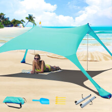 CUUPO 77 FT Beach Tent Sun Shelter UPF50+ UV Protection, Outdoor Small Canopy Tent Sun Shade with 2 Poles for Camping, Beach, Fishing