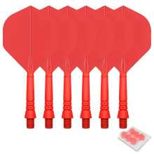 CyeeLife 6pcs 2BA Moulded Dart Flights and Shafts,One Piece Accessory CF02A Red-M