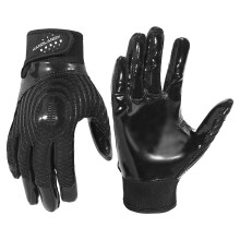 HANDLANDY Youth American Football Gloves, Sticky Wide Receiver Gloves for Kids Boys Girls, Stretch Fit Football Gloves (Black, M)