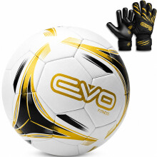EVO Fitness Football Size 5 with Goalkeeper Gloves Kids – Football Gifts for Boys – Kids Goalie Gloves – Outdoor Training Football Set (suitable