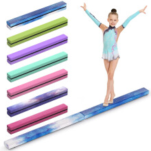 Erreyht Balance Beam, Starry Blue Flannel Gymnastics Bar 2.1m/220lbs Faux Suede, Foldable Gymnastics Equipment for Girls Birthday Home Training Exerc