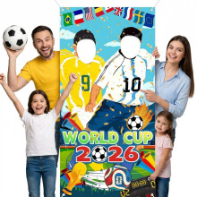 2026 Football Soccer Photo Banner,Giant Face-in-Hole Photo Prop for World Cup Football 2026,180x90cm Vivid Stadium Banner,Interactive World Cup 2026