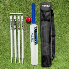 FORZA Wooden Cricket Set – Cricket Bat & Tennis Ball, Complete Junior Garden Cricket Kit with Stumps, Bails & Heavy-Duty Carry Bag, Outdoor Family C