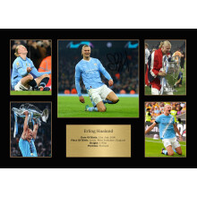 Erling Haaland Gift Signed A4 Print Display Framed City Gifts For Boys Digitally Reproduced Signature (A3 Framed)