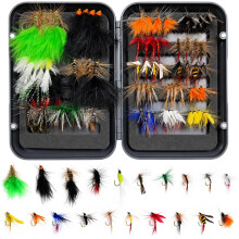 Seconero 80PCS Fly Fishing Flies Set Trout Fly Fishing Flies, FlyFishing Accessories 20-Pattern, FlyBox Including Dry Flies, Wet Flies, Nymphs, Strea