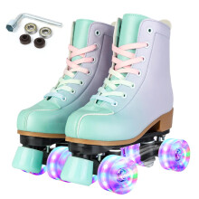 XUDREZ Roller Skates for Girl Women Roller Derby Skates Adult Light Up Double Row Adjustable Roller Skates PU Skates Shoes for Kid Beginner Outdoor (