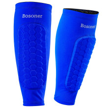BOSONER Kids Shin Pads Guards: Football Shin Guards Sleeve for Defender with Honeycomb Compression - Protective Shin Pads for Boys Girls (Blue, M)